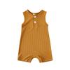 0-18 M Baby Girl One Piece Bodysuit Romper Solid Color Knit Newborn Infant Boy Summer Clothes Casual Outfit (Yellow, 6-9 M) view 1
