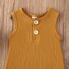 0-18 M Baby Girl One Piece Bodysuit Romper Solid Color Knit Newborn Infant Boy Summer Clothes Casual Outfit (Yellow, 6-9 M) view 3