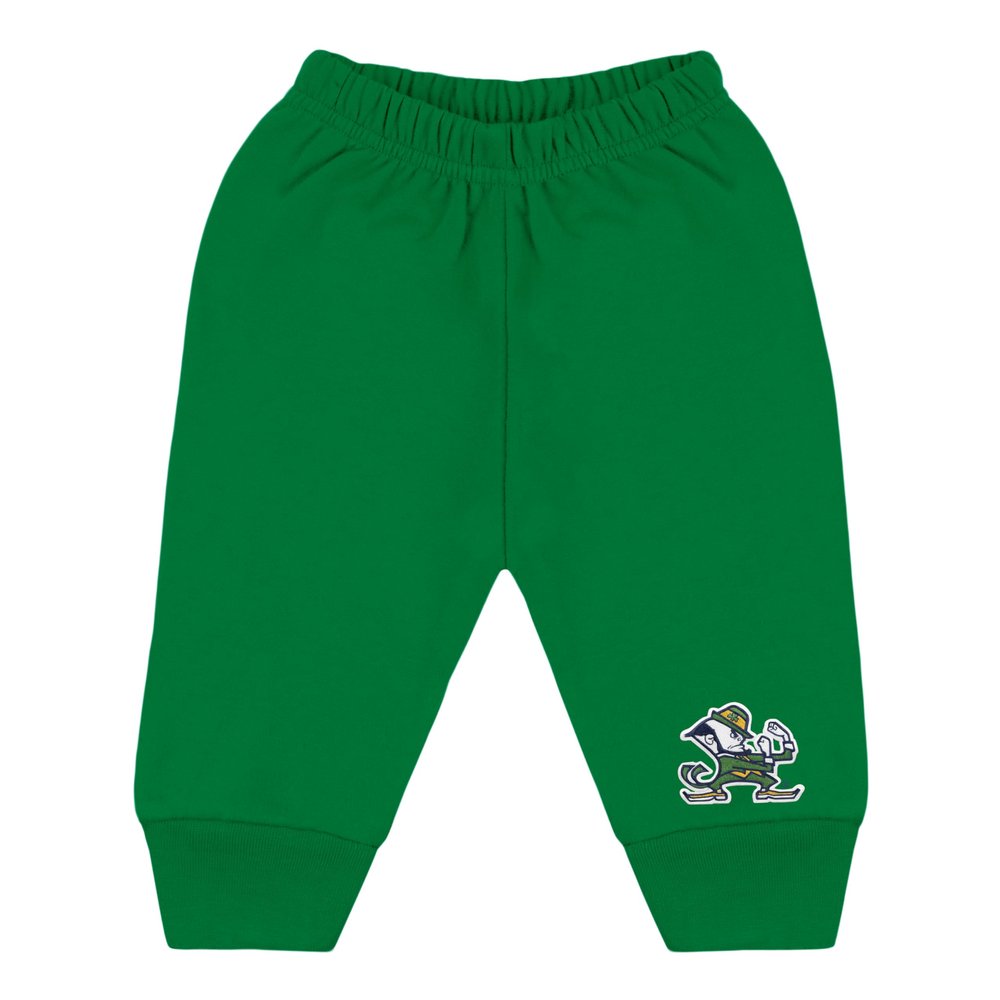College Baby NCAA Infant Jogger Sweatpants, Notre Dame Leprechaun Logo, Kelly, 6-9 Months