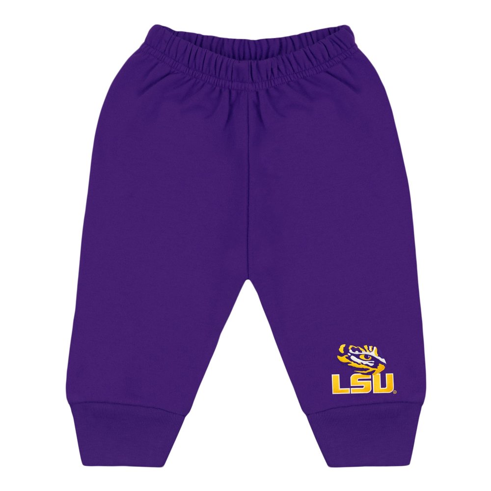 College Baby NCAA Officially Licensed Infant Jogger Sweatpants, LSU LSU + Tiger Eye Logo, Purple, 4T
