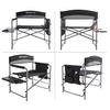 KingCamp Folding Camping Chair, Heavy Duty Portable Directors Style with Side Table Carry Handle Storage Pockets for Outdoor Tailgating Sports Backpacking Fishing, Black view 4