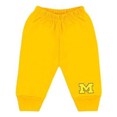 College Baby NCAA Officially Licensed Infant Jogger Sweatpants, Michigan M with Outline Logo, Gold, 3T