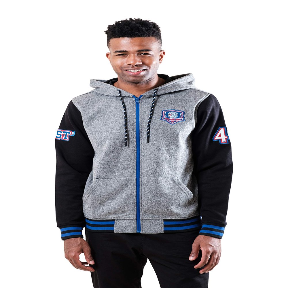 Ultra Game NBA Philadelphia 76ers Men's Full Zip Fleece Hoodie Varsity Letterman Jacket, Team Color; Large