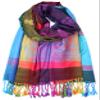 Colorful Elephant Peacock Feather Pashmina Scarf Shawl Wrap (Black Elephant) view 1