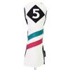 Majek Golf Vintage Headcovers White Seafoam Teal Pink Stripe Premium Retro Leather Style #5 Fairway Wood Head Cover Fits All Modern Metal Woods Classic Handcrafted Custom Designs Made in California view 1