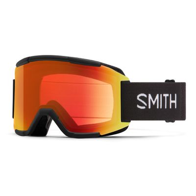 SMITH Squad Goggles with ChromaPop Lens Performance Snowsports Goggles with Replaceable Lens for Skiing & Snowboarding for Men & Women Black + ChromaPop Everyday Red Mirror