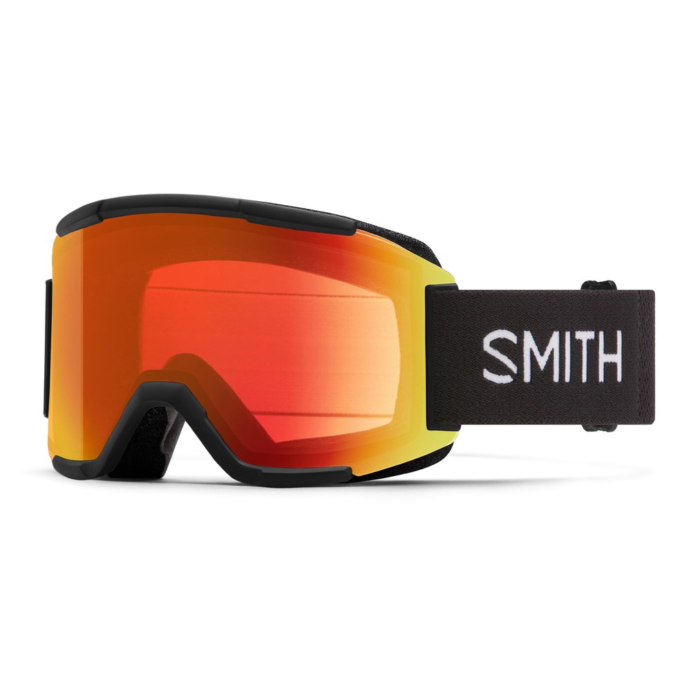 SMITH Squad Goggles with ChromaPop Lens Performance Snowsports Goggles with Replaceable Lens for Skiing & Snowboarding for Men & Women Black + ChromaPop Everyday Red Mirror