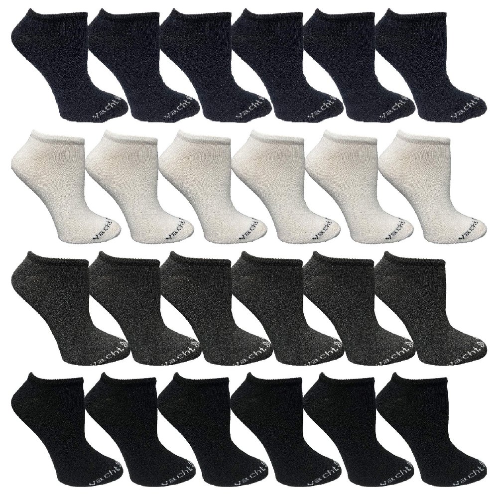 Yacht & Smith 24 Pairs Of Wholesale Womens Cotton Shoe Liner Training Socks Size 9-11 (Assorted, 24)