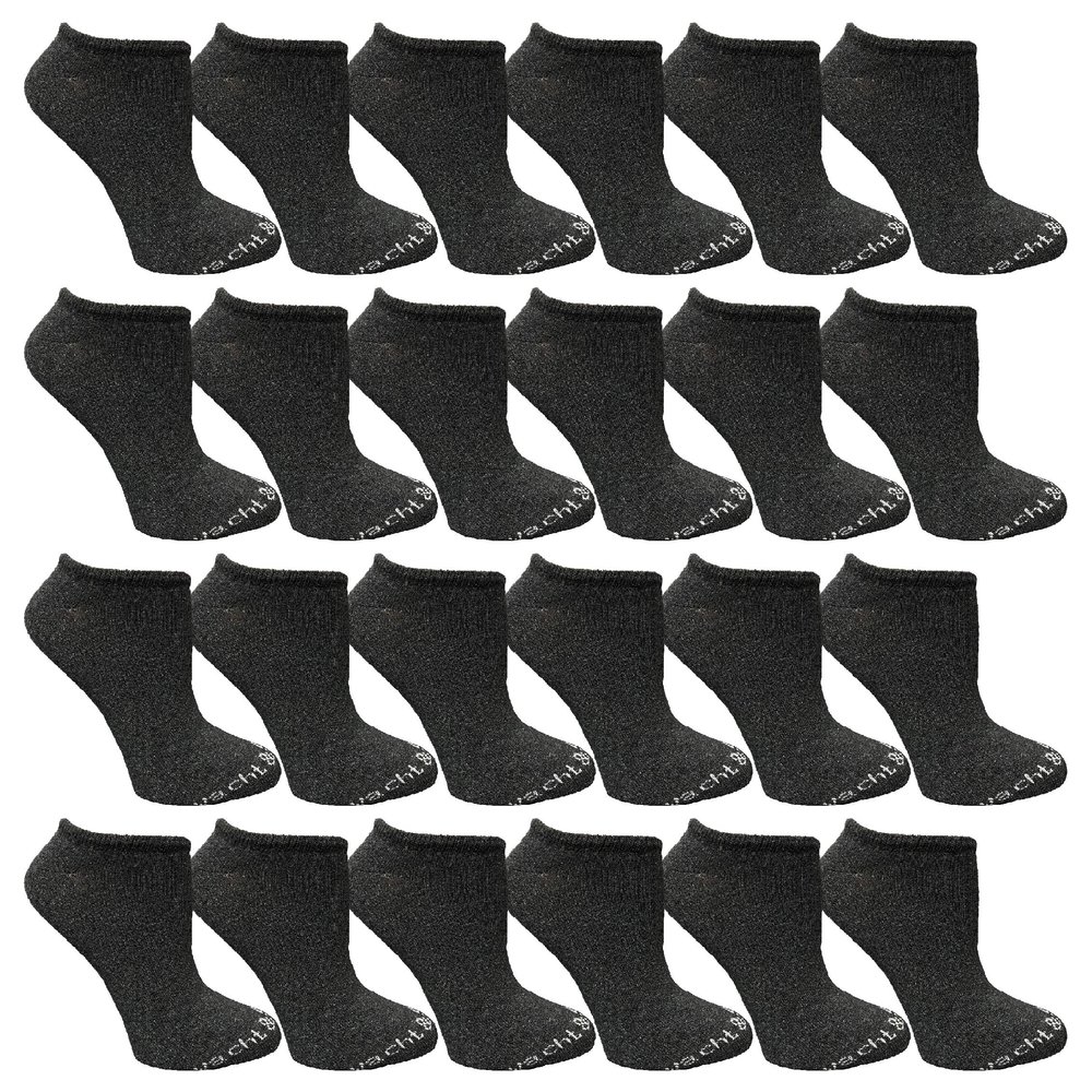 Yacht & Smith 24 Pairs Of Wholesale Womens Cotton Shoe Liner Training Socks Size 9-11 (Dark Heather Gray, 24)