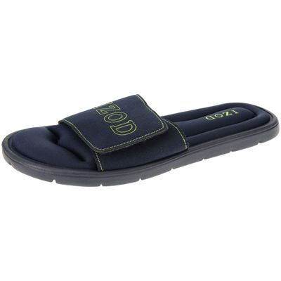 IZOD Men's Sandal Adjustable Sport Slide, Memory Foam Sandal, Navy Green, Medium/Men's Size 7 to 8