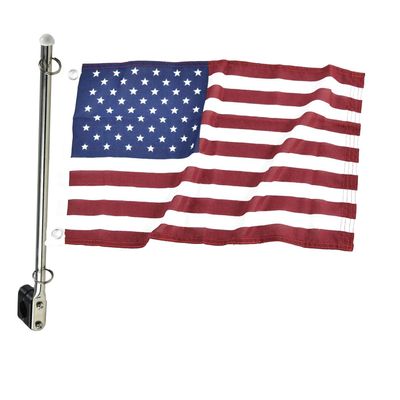 MARINE CITY 316 Stainless Steel Rail Mounted Flag Strong Sturdy Pole Base Bright-Polished Attractive Staff for Marine Boat Yacht Pontoon (with Flag)