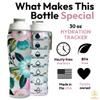 50 Strong Reusable Water Bottle with Time Markers  30 oz BPA-Free Leakproof Bottle with Chug Cap & Easy-Carry Handle  Made in USA (Pretty Flowers) view 3