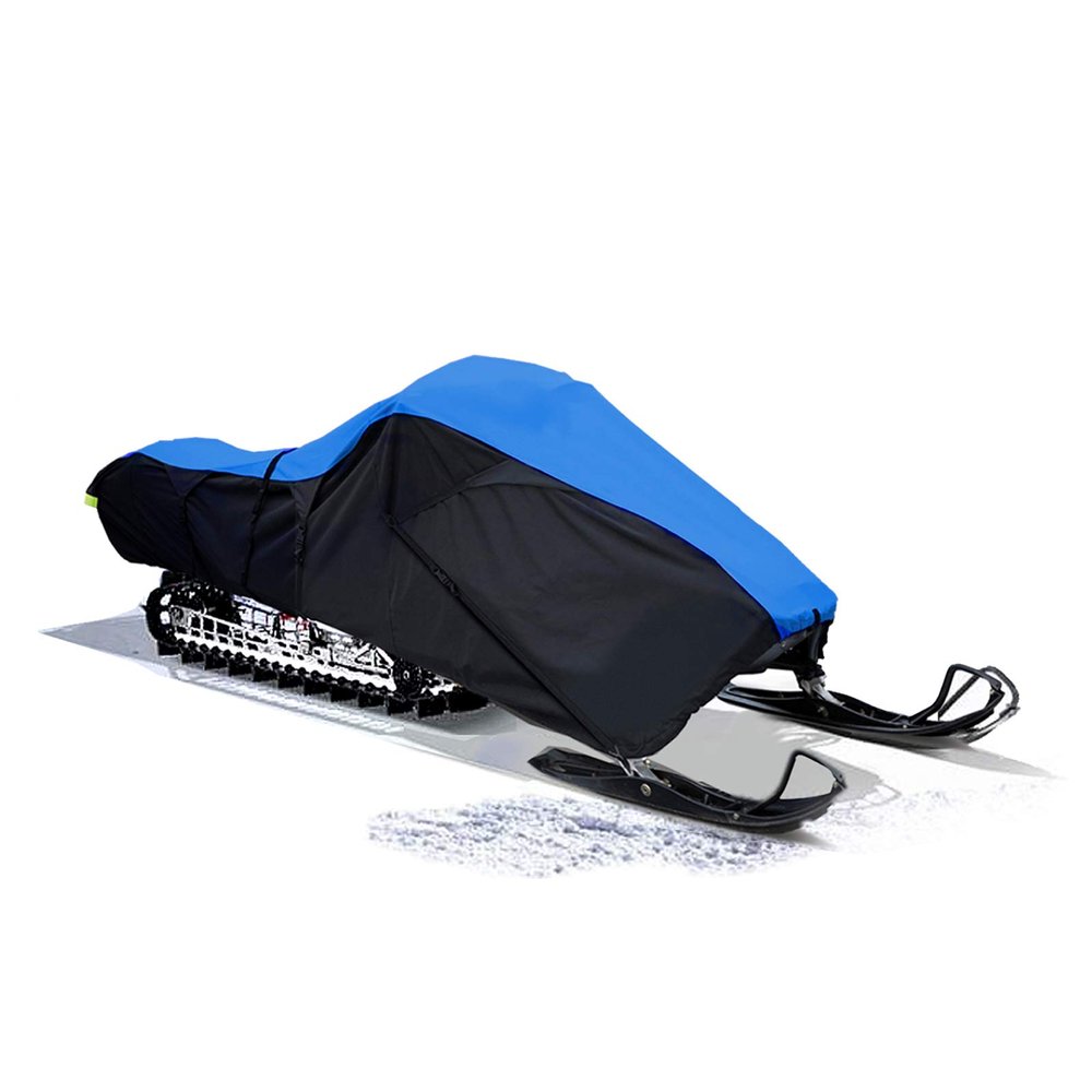 EliteShield Snowmobile Cover, Heavy Duty Trailerable Snowmobile Storage Cover; Compatible with Polaris Ski Doo Arctic Cat Yamaha and More, Blue/Black Color Fits Youth Snowmobile up to 80 Inch Long