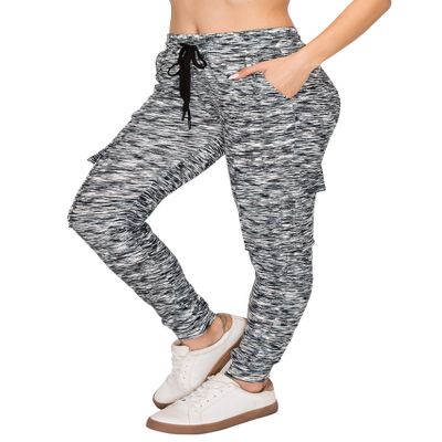 ALWAYS Cargo Jogger Pants for Women, High Waisted Sweatpants with Pockets, Super Soft Casual Lounge Pants for Athletic Yoga & Gym, Cotton Drawstring Trousers, Space Dye Blue M