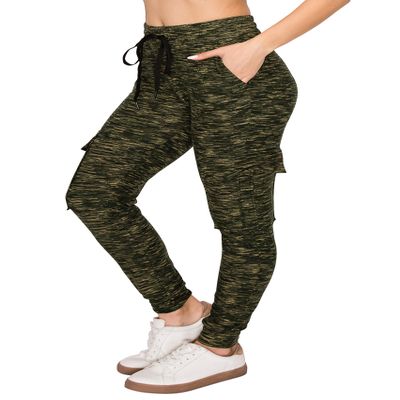 ALWAYS Cargo Jogger Pants for Women, High Waisted Sweatpants with Pockets, Super Soft Casual Lounge Pants for Athletic Yoga & Gym, Cotton Drawstring Trousers, Space Dye Olive L