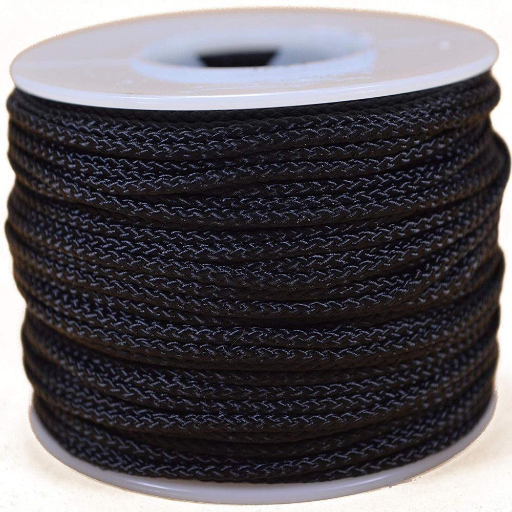 Black Micro Cord for Paracord - 1/16" (1.18mm) Accessory Rope - 1000 Foot Spool