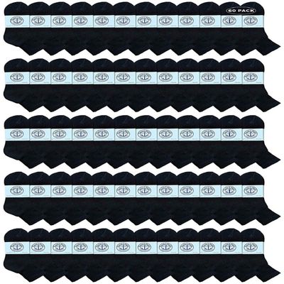 60 Pairs Of Yacht & Smith Wholesale Bulk Womens Mid Ankle Socks, Cotton Sport Athletic Socks - Size 9-11 (Black)