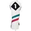 Majek Golf Vintage Headcovers White Seafoam Teal Pink Stripe Premium Retro Leather Style 1 Driver Head Cover Fits 460cc Drivers Handcrafted Classic Custom Designs Made in California view 1