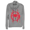 Fifth Sun Junior's Marvel Universe Miles Symbol Women's Long Sleeve Cowl Neck Pullover, Gray Heather, X-Small view 1