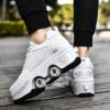 Automatic Walking Shoes Invisible Roller Skate 2 in 1 Removable Pulley Skates Skating Double-Row Deform Wheel Deformation (Silver, US 6.5) view 4