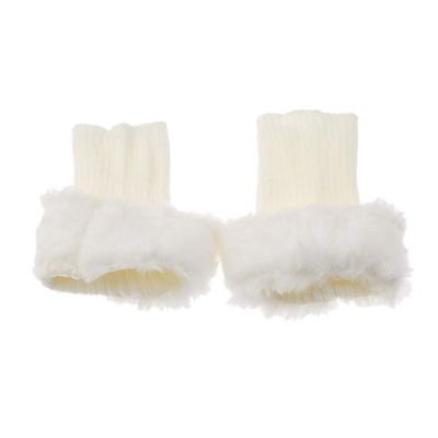Flybloom Womens Autumn Winter Faux Fur Knitted Crochet Leg Warmers Soft Boot Socks Boot Cuffs