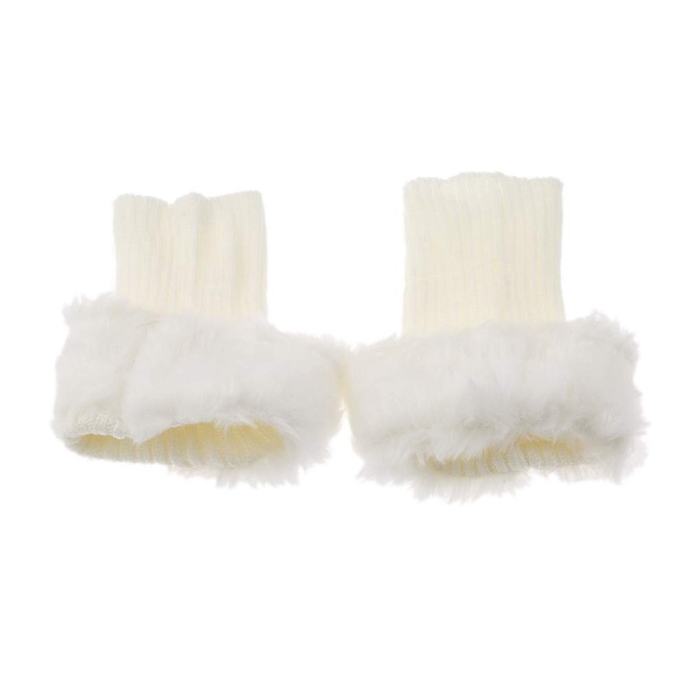 Flybloom Womens Autumn Winter Faux Fur Knitted Crochet Leg Warmers Soft Boot Socks Boot Cuffs