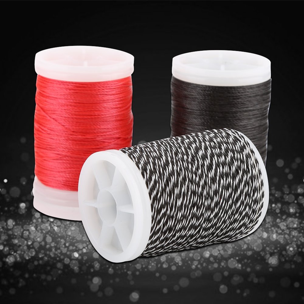 3 Colors 120m Archery Bow String Serving Thread, Strong Pull Fiber Bowstring Protector for Bows Target Outdoors Wear-Resistant(Black+White)