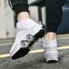 Double-Row Deform Wheel Automatic Walking Shoes Invisible Deformation Roller Skate 2 in 1 Removable Pulley Skates Skating Parkour (White high, US9) view 3
