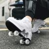 Double-Row Deform Wheel Automatic Walking Shoes Invisible Deformation Roller Skate 2 in 1 Removable Pulley Skates Skating Parkour (White high, US9) view 4