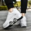 Double-Row Deform Wheel Automatic Walking Shoes Invisible Deformation Roller Skate 2 in 1 Removable Pulley Skates Skating Parkour (Silver, US 7.5) view 3