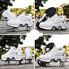 Double-Row Deform Wheel Automatic Walking Shoes Invisible Deformation Roller Skate 2 in 1 Removable Pulley Skates Skating Parkour (Silver, US 5.5) view 4