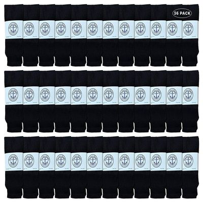 36 Pairs Of Yacht & Smith Wholesale Women's Tube Socks, Women's Cotton Referee Sport Socks Size 9-11 (Black)