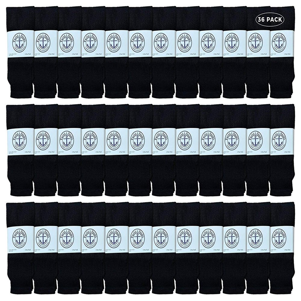 36 Pairs Of Yacht & Smith Wholesale Women's Tube Socks, Women's Cotton Referee Sport Socks Size 9-11 (Black)