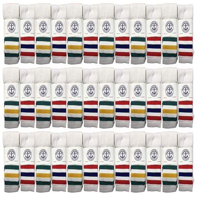 36 Pairs Of Yacht & Smith Wholesale Women's Tube Socks, Women's Cotton Referee Sport Socks Size 9-11 (White w/Stripes)