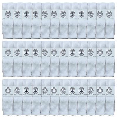36 Pairs Of Yacht & Smith Wholesale Women's Tube Socks, Women's Cotton Referee Sport Socks Size 9-11 (White)