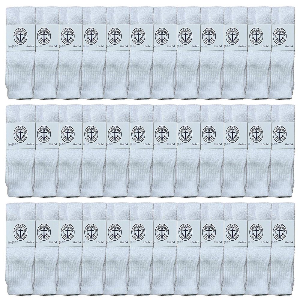 36 Pairs Of Yacht & Smith Wholesale Women's Tube Socks, Women's Cotton Referee Sport Socks Size 9-11 (White)