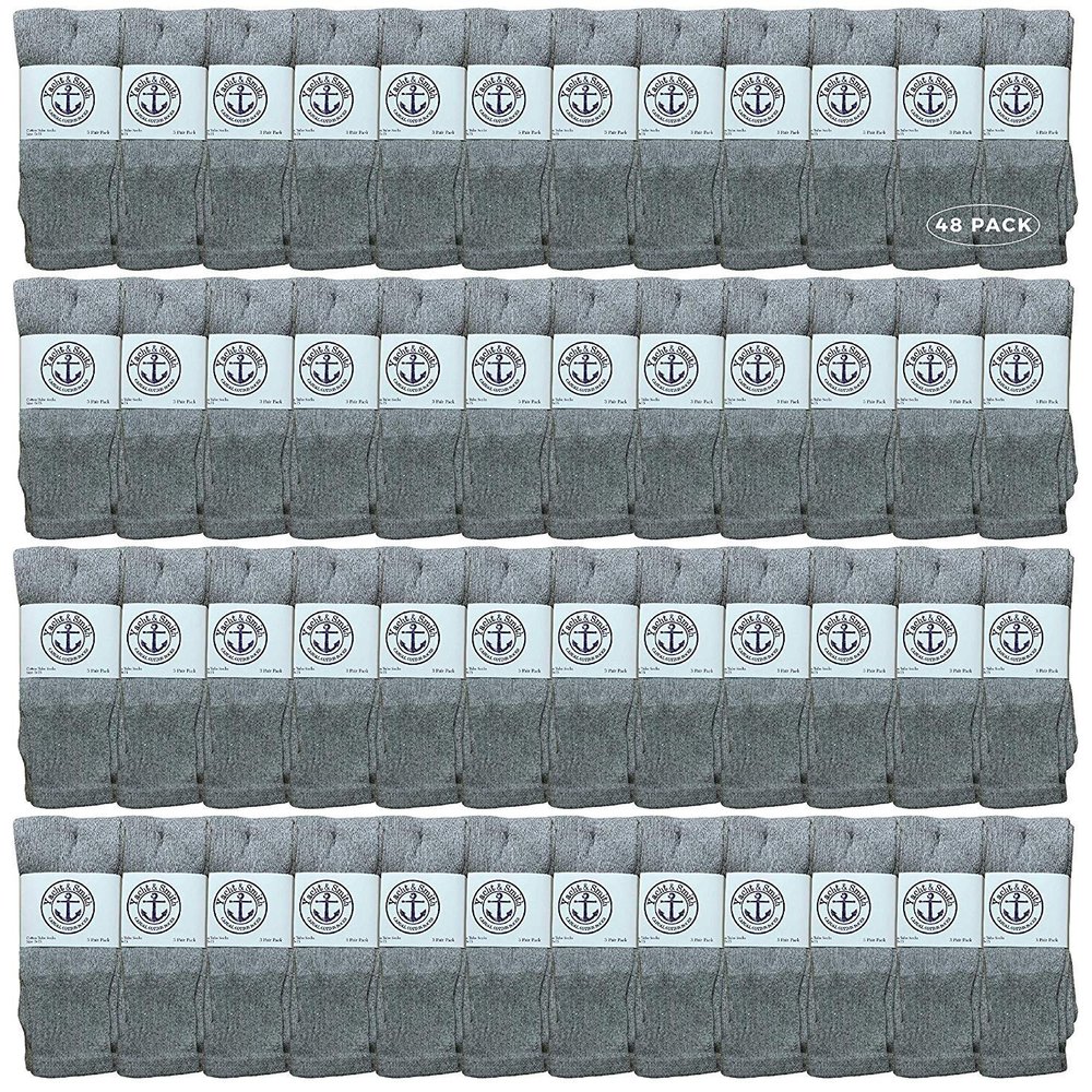 48 Pairs Of Yacht & Smith Wholesale Women's Tube Socks, Women's Cotton Referee Sport Socks Size 9-11 (Gray)