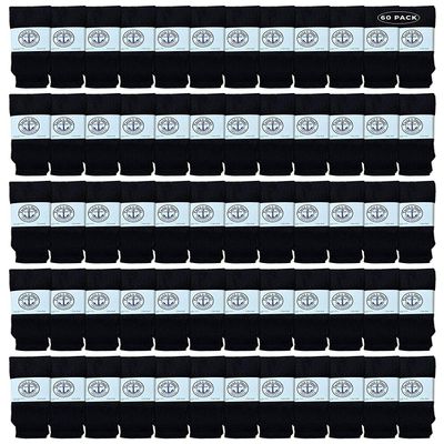 60 Pairs Of Yacht & Smith Wholesale Women's Tube Socks, Women's Cotton Referee Sport Socks Size 9-11 (Black)