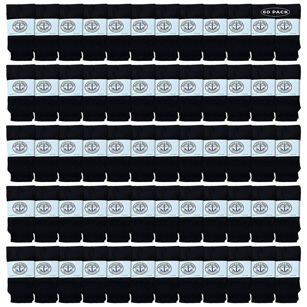 60 Pairs Of Yacht & Smith Wholesale Women's Tube Socks, Women's Cotton Referee Sport Socks Size 9-11 (Black)