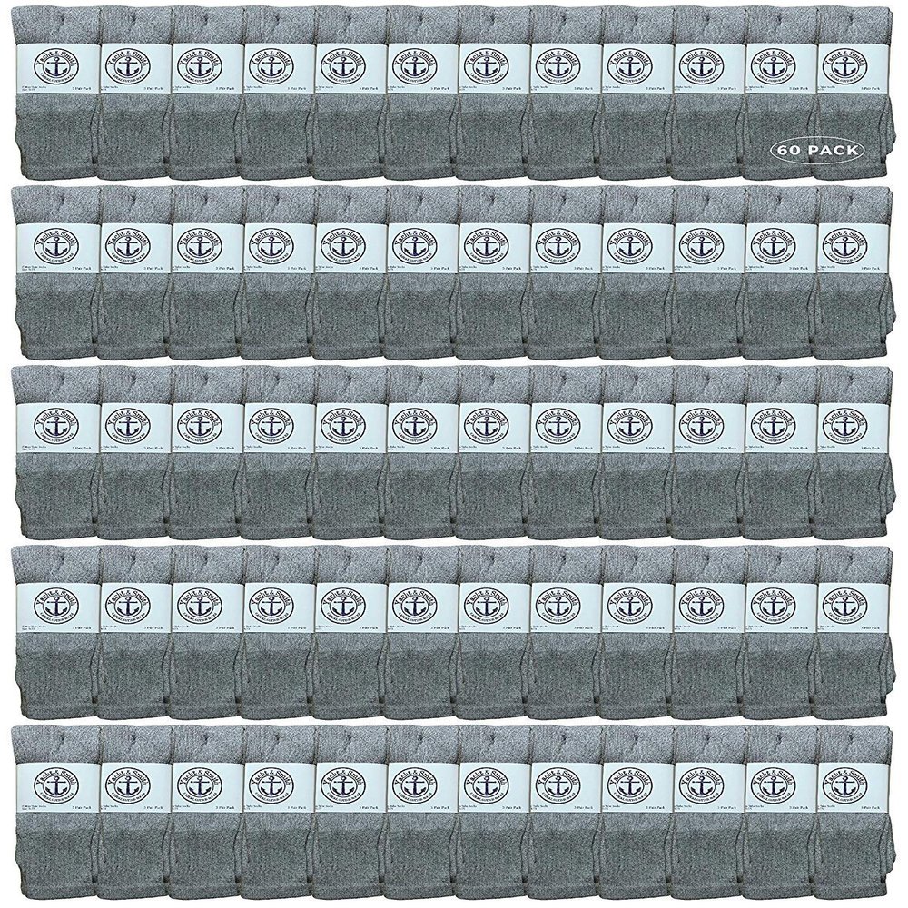 60 Pairs Of Yacht & Smith Wholesale Women's Tube Socks, Women's Cotton Referee Sport Socks Size 9-11 (Gray)