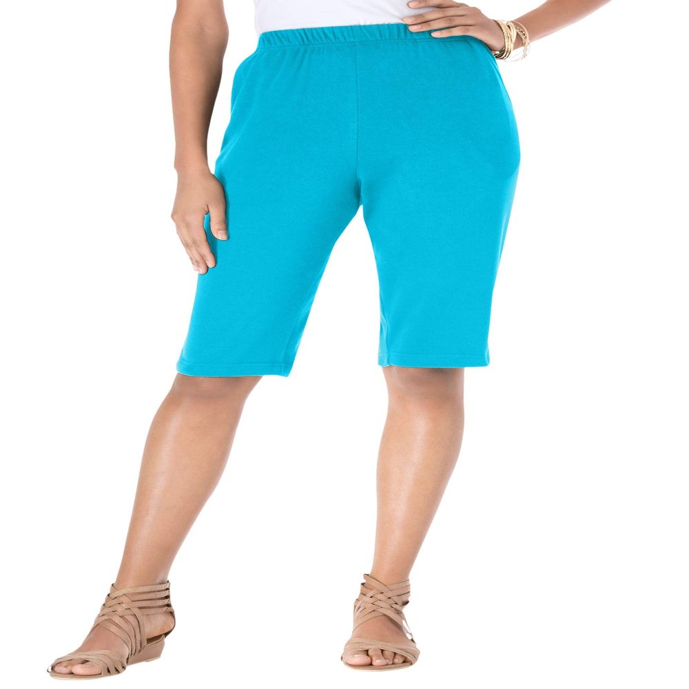 Roaman's Women's Plus Size Soft Knit Pull-On Bermuda Short - M, Ocean