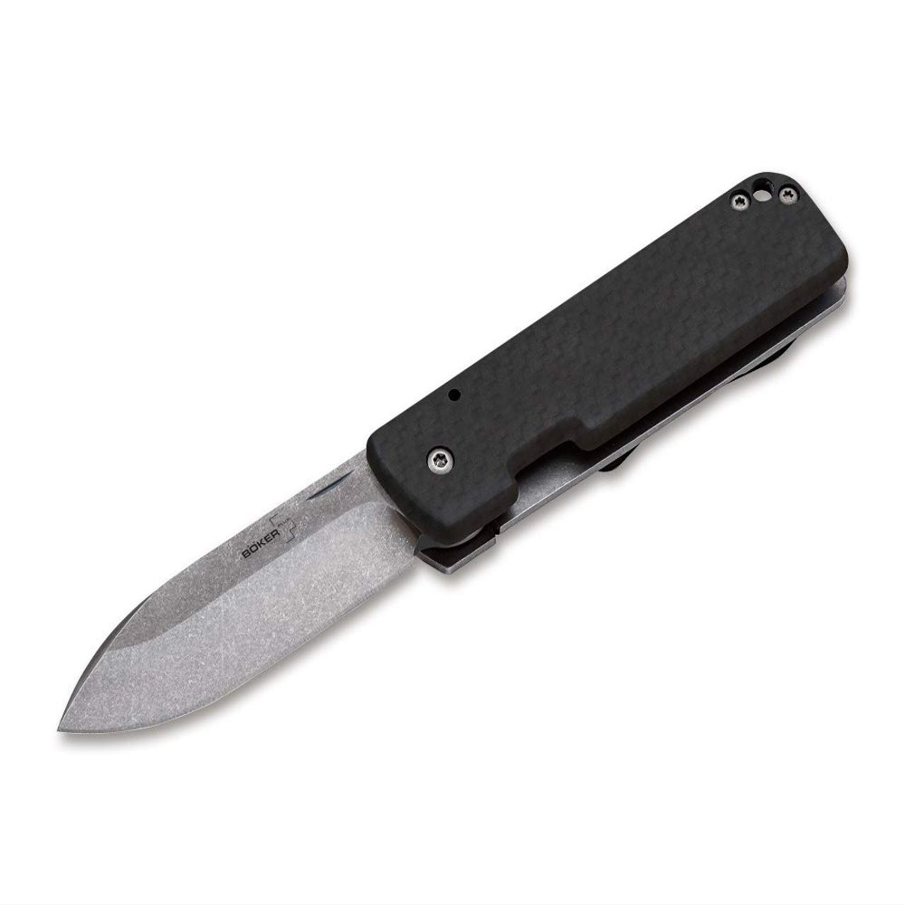 Boker Plus Lancer 42 Folding Frame Lock Pocket Knife, Carbon Fiber Handle  Designed by Serge Panchenko