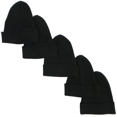 bambini 031-BLACK-5 Baby Cap44; Black - Pack of 5