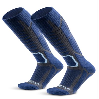 WEIERYA Merino Wool Ski Socks for Men & Women, Knee-High Winter Thermal Snowboarding Socks 2 - Pack Retro Blue Medium