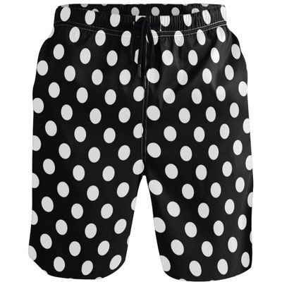 visesunny Black White Dot Men's Beach Short Swim Trunks Sports Running Bathing Suits with Mesh Lining XXL