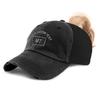 Custom Womens Ponytail Cap Montana State Map Mt Embroidery Cotton Messy Bun Distressed Trucker Hats Strap Closure Black Personalized Text Here view 1