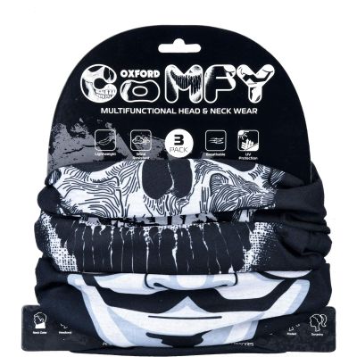 Oxford Comfy Head Helmet Scarf Neck Warmer. Masks. 3-Pack. Head and Neck Wear Bike Scarf Base Layer. NW147, Black