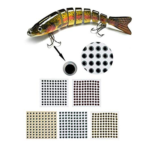 100pcs 3-9mm Fish Eyes 3D Holographic Lure Eyes Fly Tying Jigs Crafts Dolls - (Color: Silvery5mm)