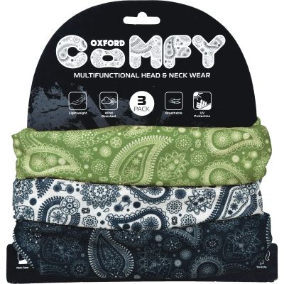 Oxford Comfy Head Helmet Scarf Neck Warmer. Paisley. 3-Pack. Head and Neck Wear Bike Scarf Base Layer. NW143,25.8 x 24.6 x 2.9 cm