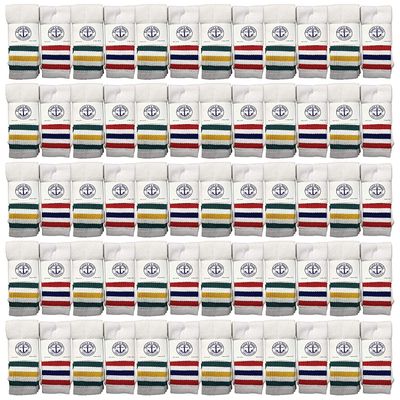 240 Pairs Of Yacht & Smith Wholesale Women's Tube Socks, Women's Cotton Referee Sport Socks Size 9-11 (White w/Stripes)